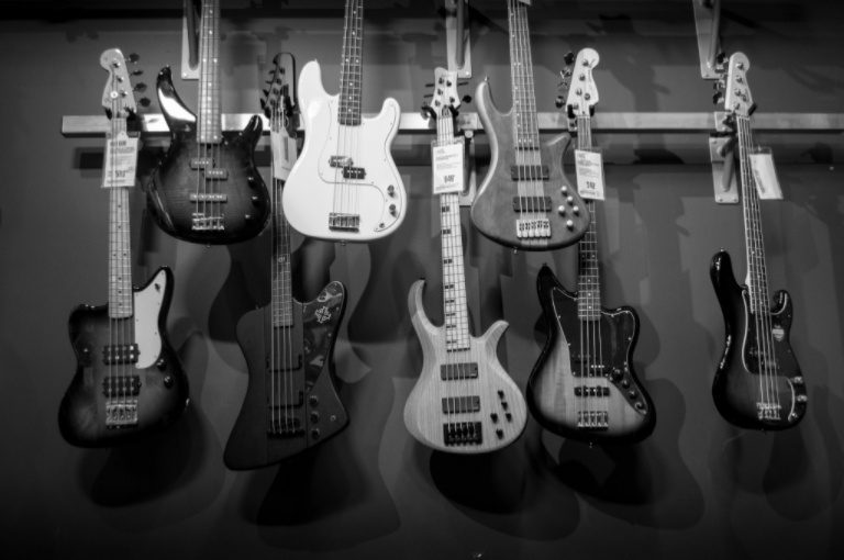 black and white guitars